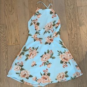 Floral summer dress with lace-up back